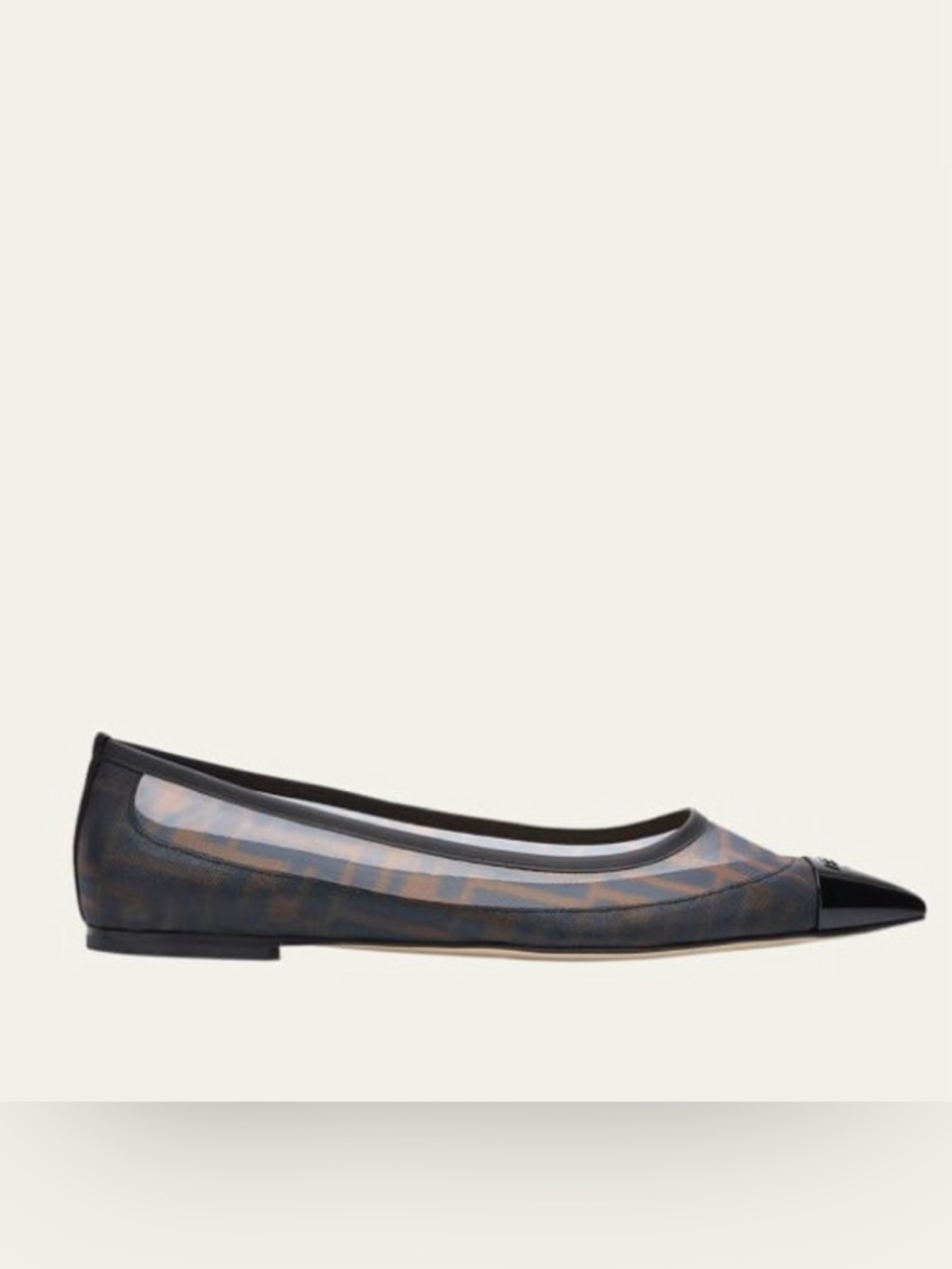 FENDI Colibri Ballerina FF Logo Mesh Pointed Toe Ballet Flats Shoes